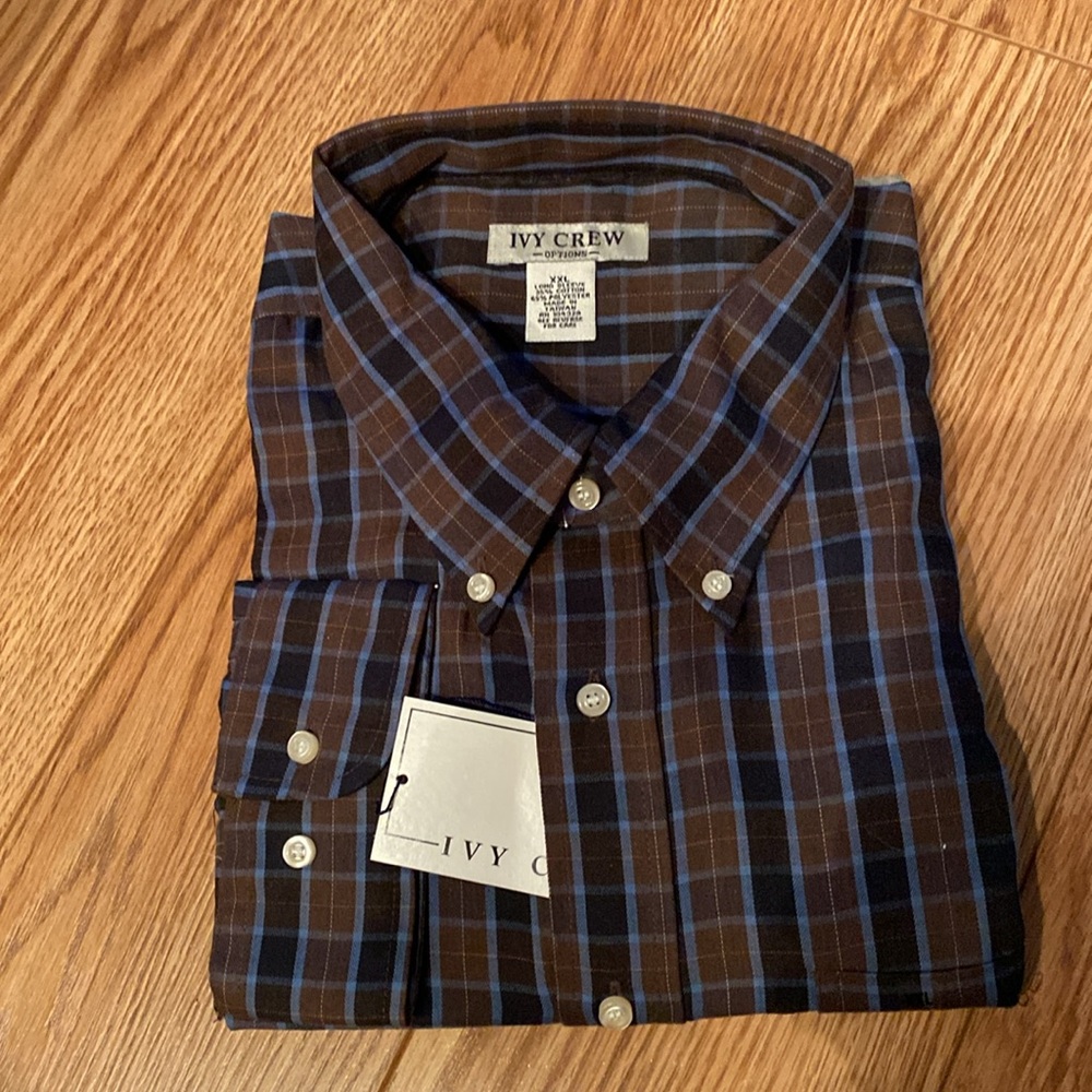 Ivy Crew Men's Brown Plaid Shirt